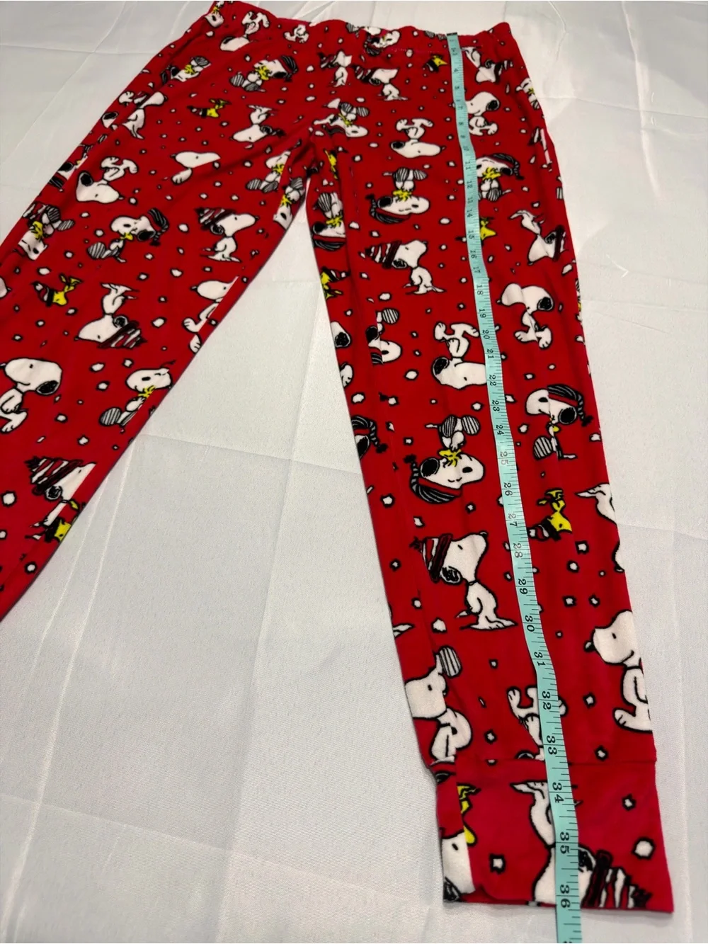 Peanuts Snoopy Women’s Pajama Set M Red Winter Fleece 2 Piece Woodstock
